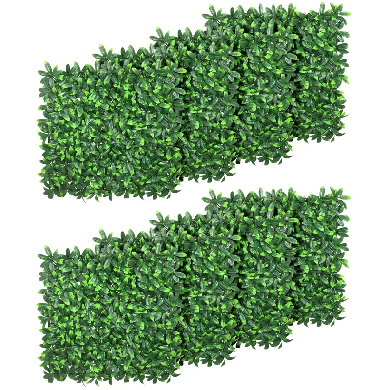 Outsunny Valla artificial de hojas para pared, pantalla de privacidad 12 paneles 50x50 cm, trellis extensible, follaje realista en PE