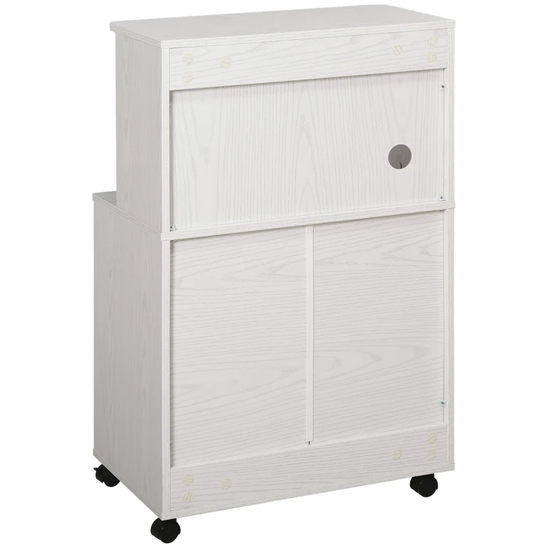 HOMCOM Carrello Dispensa per Microonde con 2 Porte, 60,4L x 40,3l x 97H cm, Bianco