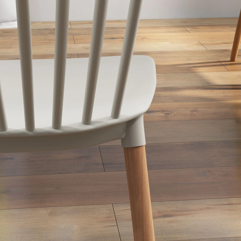 HOMCOM Set di 4 Sedie in Stile Scandinavo con Schienale Alto, Seduta in Polipropilene, Gambe in Faggio, 48 x 52,5 x 83 cm, Grigio