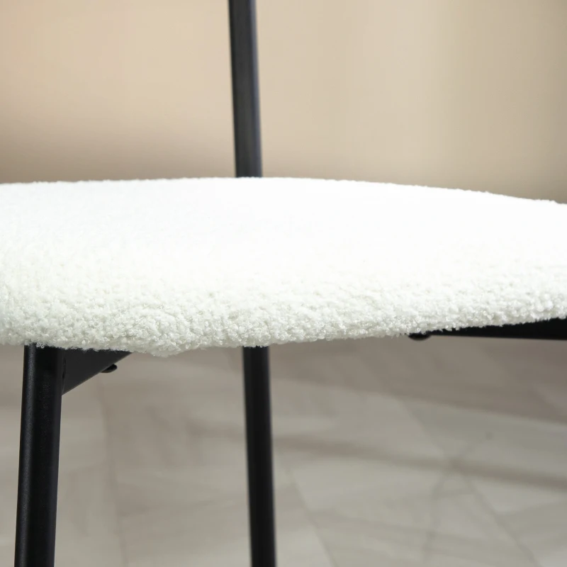 HOMCOM Set di 2 Sedie da Sala da Pranzo con Seduta Effetto Peluche, Schienale Curvo Effetto Legno, Crema