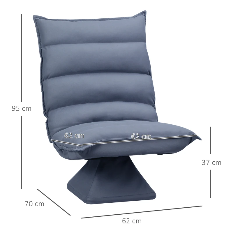 HOMCOM Sillón de suelo perezoso giratorio 360° con respaldo reclinable diseño capitonado 62x70x95 cm Gris