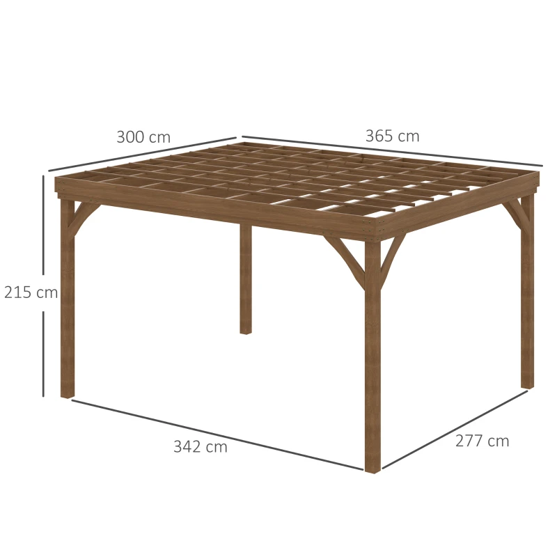 Outsunny Pergola 4 x 3 m traditionell freistehend aus Holz mit 4 Pfosten Terrassendach zum Dekorieren - Braun