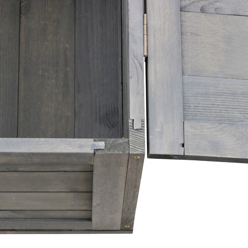 PawHut Casetta per Tartarughe con 2 Spazi, Gabbie per Piccoli Animali, in Legno Massello, 91 x 60,5 x 32 cm, Grigio