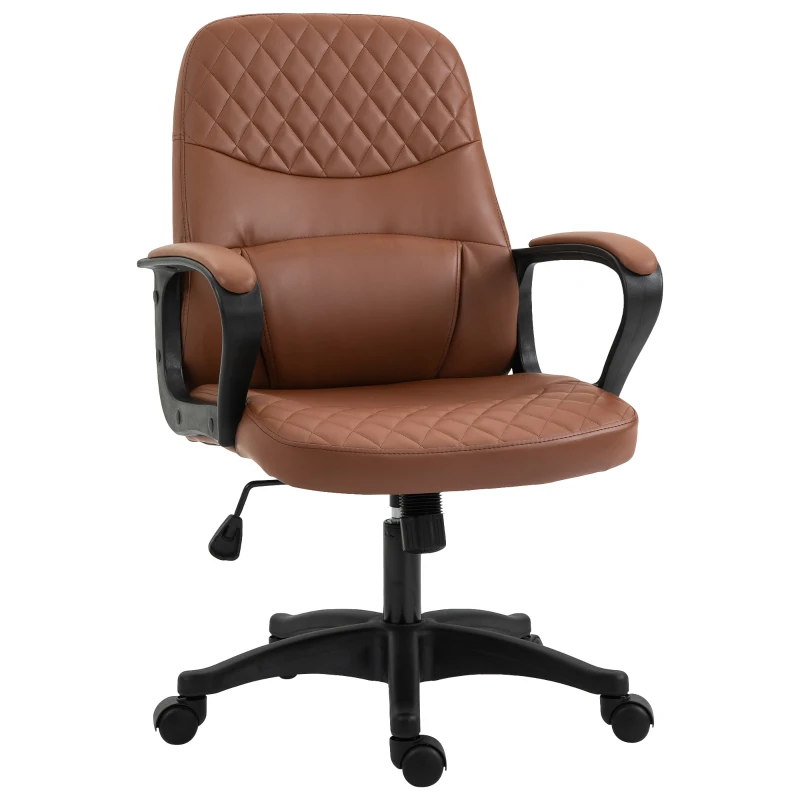 Vinsetto Fauteuil de Bureau à Bascule avec 2 Points de Massage et Port USB, Chaise de Bureau en Similicuir Marron avec Hauteur Réglable, 59x63x92-101cm