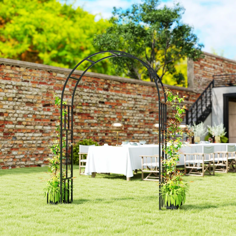 Outsunny Arco da giardino in acciaio per piante rampicanti, 150x40x223 cm, Nero