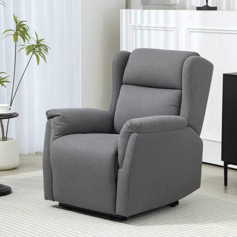 HOMCOM Sillón reclinable sillón acolchado ajustable con reposapiés inclinación de 160° aspecto de lino montaje rápido Gris Oscuro
