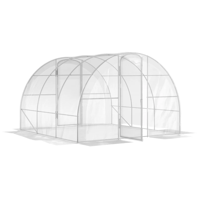 Outsunny Garten Tunnelgewächshaus 3 x 3 x 2 m 9 m² mit Tür mit Scharnieren und 150 g/m² PE-Folie für Gemüse Pflanzen Blumen