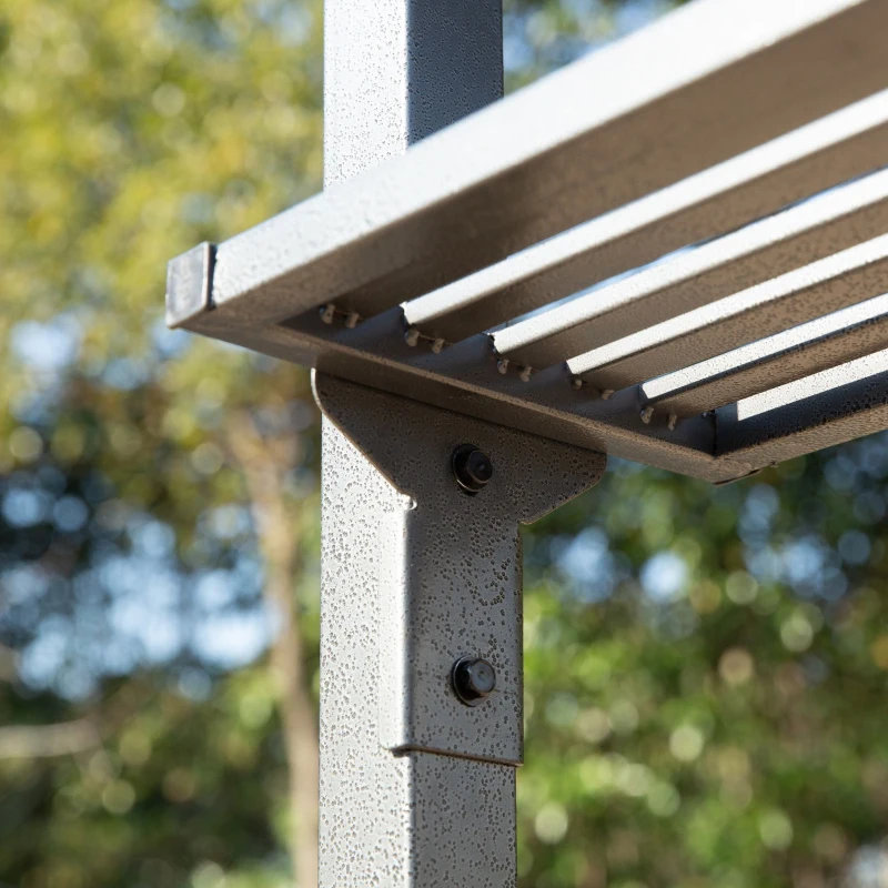 Outsunny Gazebo da Giardino 2,4 x 1,5 m, Gazebo per Barbecue con 2 Ripiani, Tetto per Barbecue, in Alluminio e Metallo, Tetto in Policarbonato, Nero