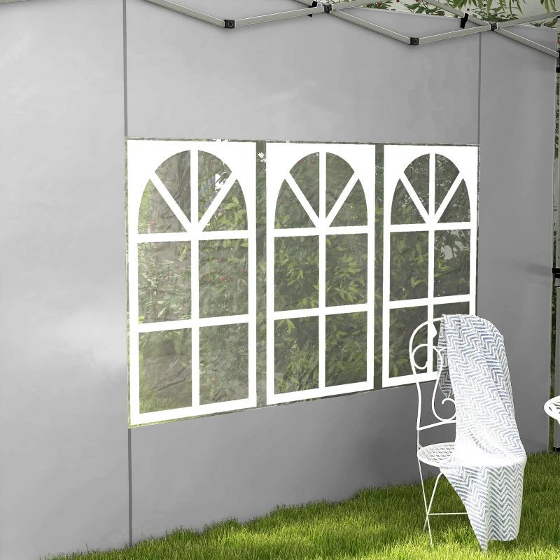 Outsunny Set di 2 Pannelli Laterali per Gazebo da 3 x 3 m/3 x 4 m, Pannello per Gazebo con Finestra, 295 x 195 cm, Grigio Chiaro