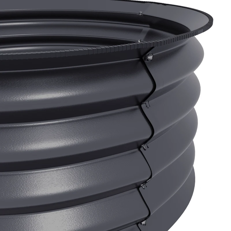 Outsunny Ensemble de 2 Bacs à Plantes Galvanisés, Ø60 x 30H cm Pots de Fleurs avec Sol Ouvert pour différentes plantes, Gris foncé