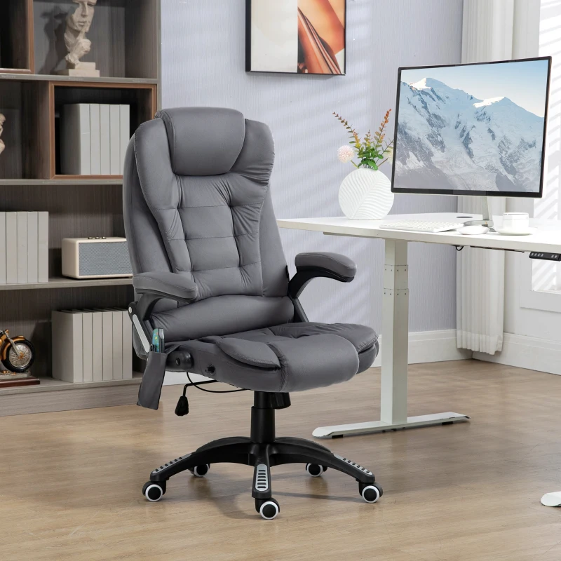 Vinsetto Poltrona da Ufficio con Funzione Massaggiante & Riscaldante, ergonomica, regolabile in altezza, Grigio scuro