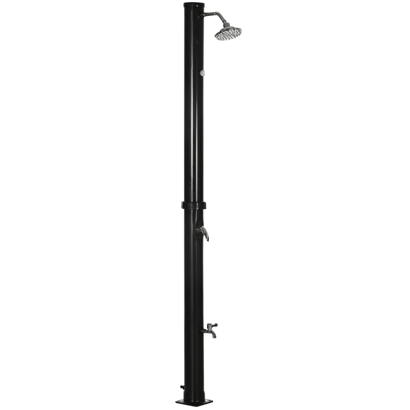 Outsunny Douche Solaire de 20L avec Robinet Inférieur et Température Réglable, en Alliage de Zinc, 15,5x15,5x222 cm, Noir