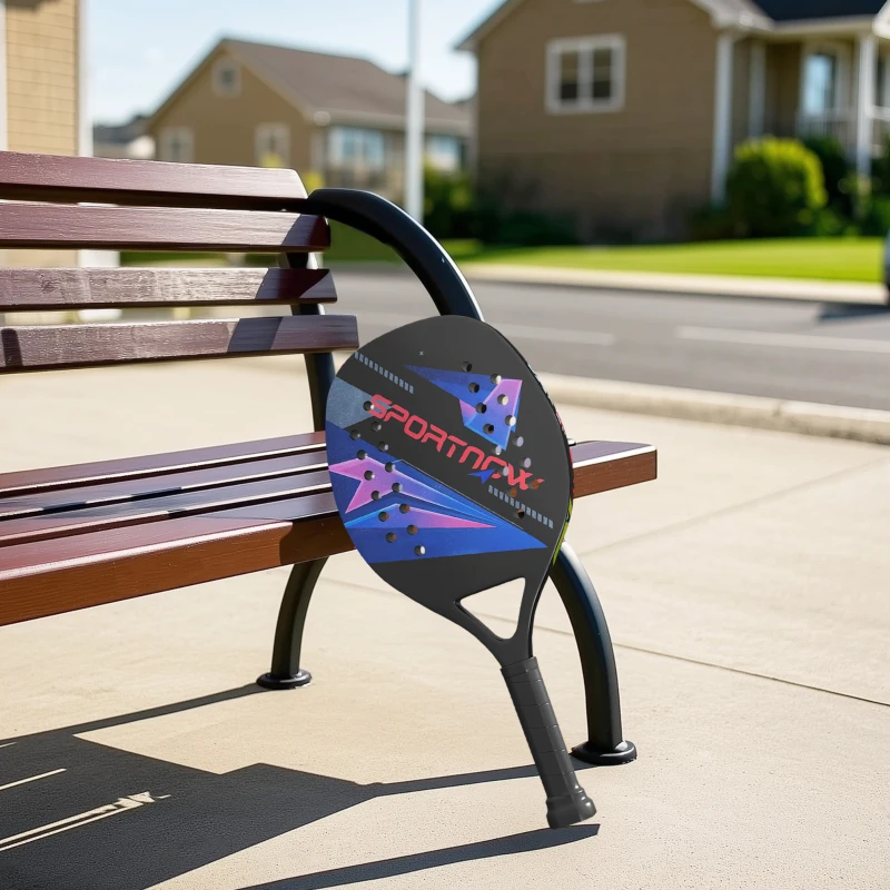 SPORTNOW Set di Racchette da Beach Tennis, Manico Antiscivolo, Fibra di Carbonio, Nero