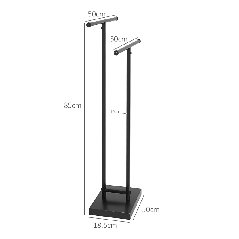 HOMCOM Toallero de pie autoportante 2 niveles en metal para el baño 50x18,5x85 cm Negro