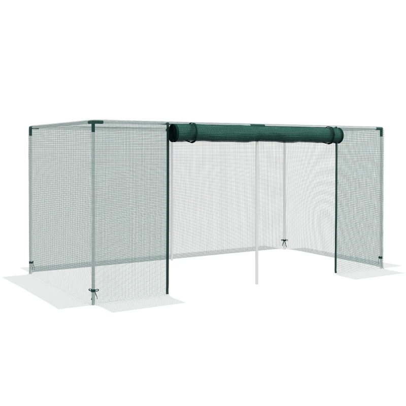 Outsunny Garten Gewächshaus Pflanzenschutzgitter für Gartenpflanzen mit Reißverschlusstür verzinkten Stahlrohren 240 x 120 x 110 cm grün