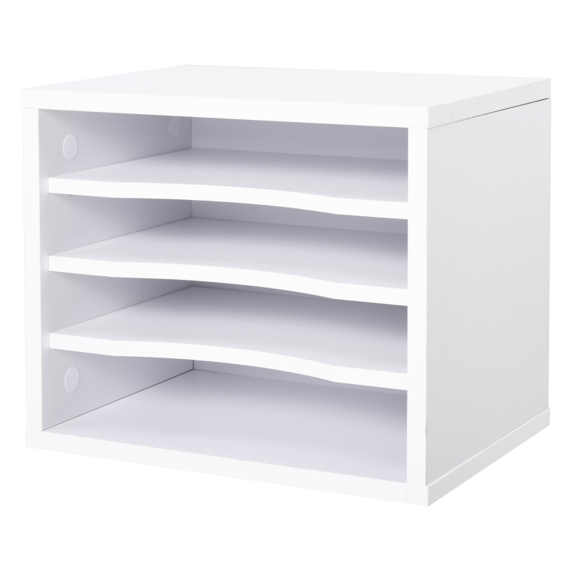 Vinsetto Organizador de escritorio de madera Blanco con 4 niveles para suministros soporte de impresora 35,5x25x28,6 cm