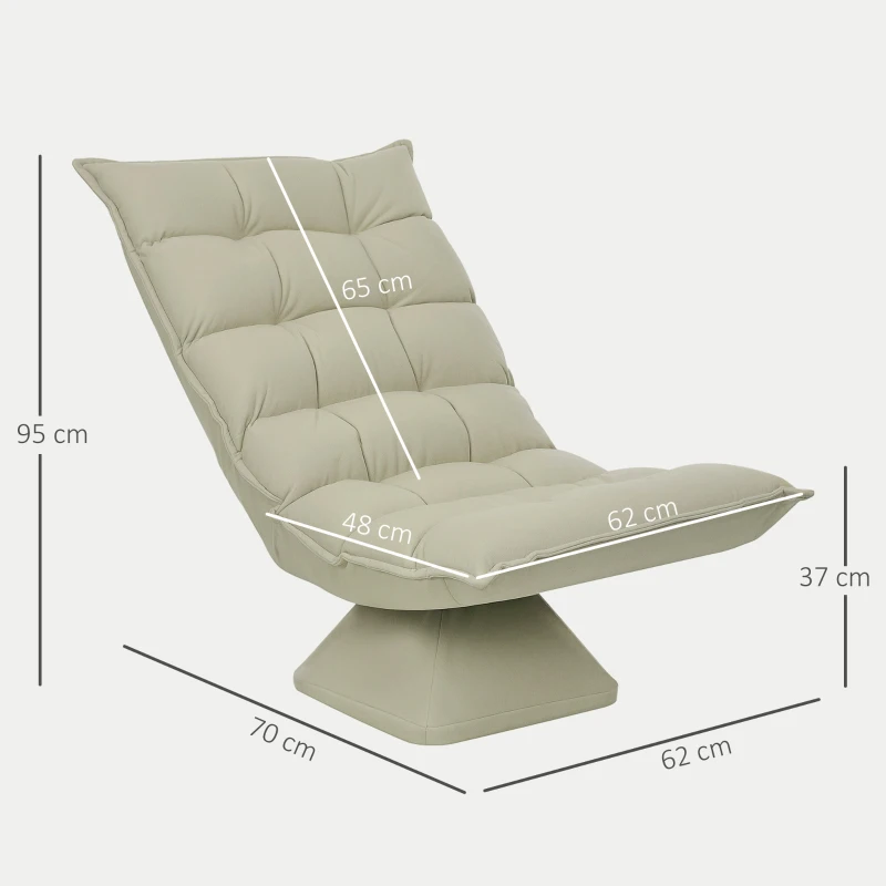 HOMCOM Sillón relax con diseño capitonado respaldo ajustable e inclinación de 360° en revestimiento de lino Beige