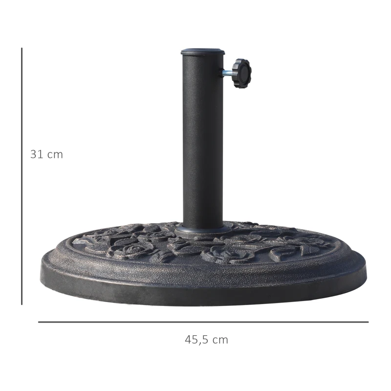 Outsunny Runder Sonnenschirmständer 9 kg Sonnenschirmständer aus Harz Rosenmuster für Terrasse Pool Ø 45,5 x 31 cm Bronze