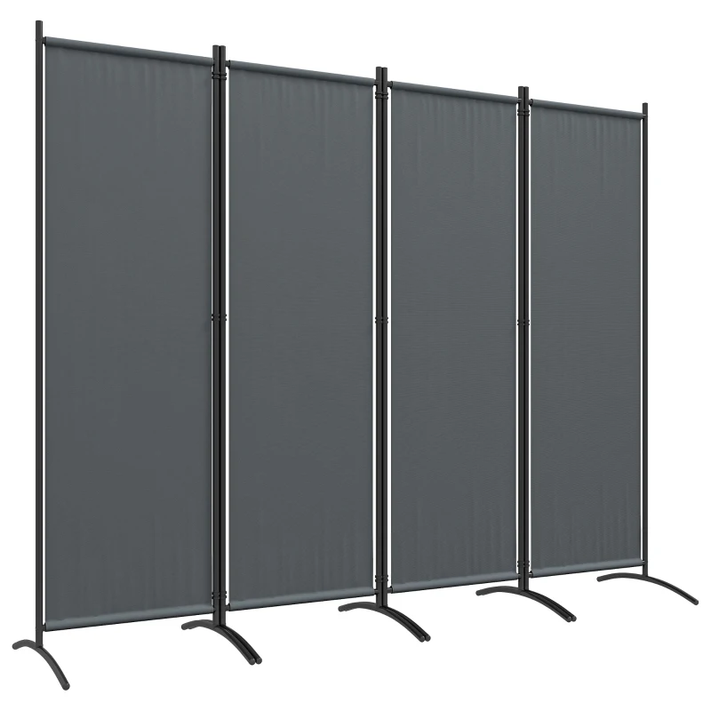 Outsunny Paravento 221 x 172 cm paravento da giardino a 4 pannelli con piedi larghi in tessuto poliestere da 180 g/m² grigio scuro