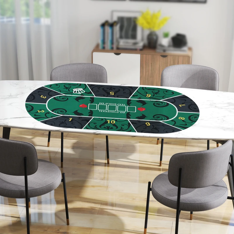 SPORTNOW Tappeto per Tavolo da Poker, fino a 6 Giocatori, Sacca per il Trasporto Inclusa, 120 x 60 x 0,2 cm, Verde e Nero