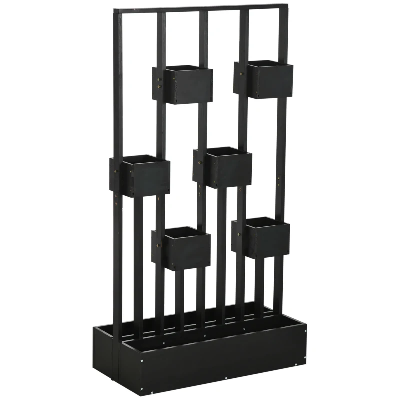 Outsunny Jardinera elevada con enrejado de madera para plantas, verduras, flores o hierbas aromáticas, 90x45x170 cm