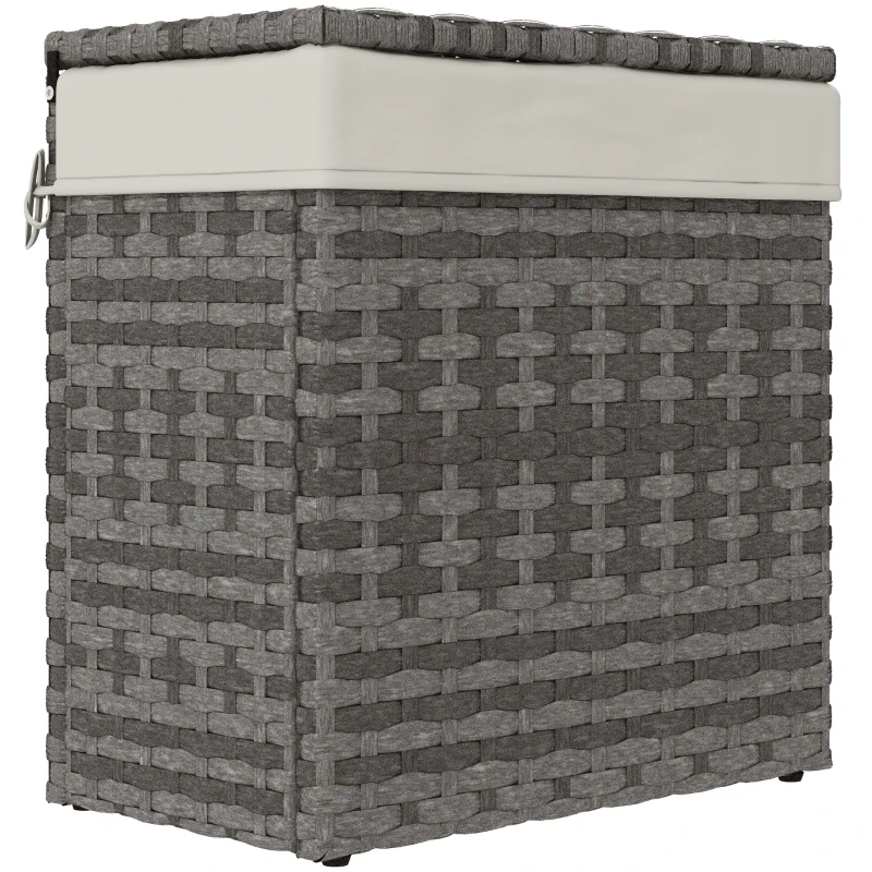 Outsunny Garten- und Hauskorb aus Rattan mit Innenfutter, 57x34x62cm, Grau