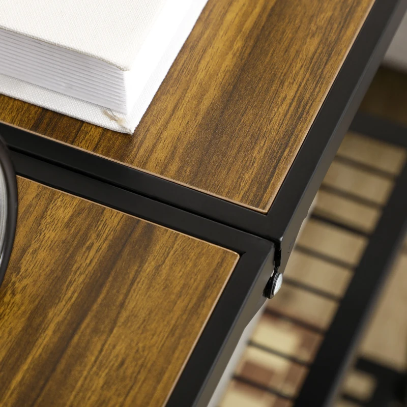 HOMCOM Carrello da cucina dal design industriale, con 3 ripiani, carrello multiuso, carrello da servizio, 4 ruote, pieghevole, Marrone + Nero