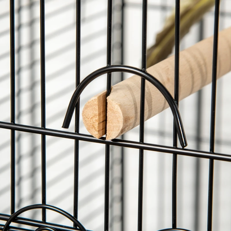 PawHut Vogelkäfig und Kanarienvogel, Voliere mit schwarzen Metallrädern 51x51x153 cm