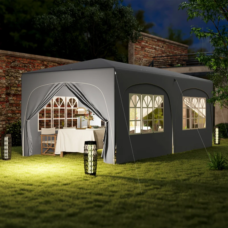 Outsunny Gazebo pieghevole 3x6 m UPF50+ con sacchi di sabbia, Grigio chiaro
