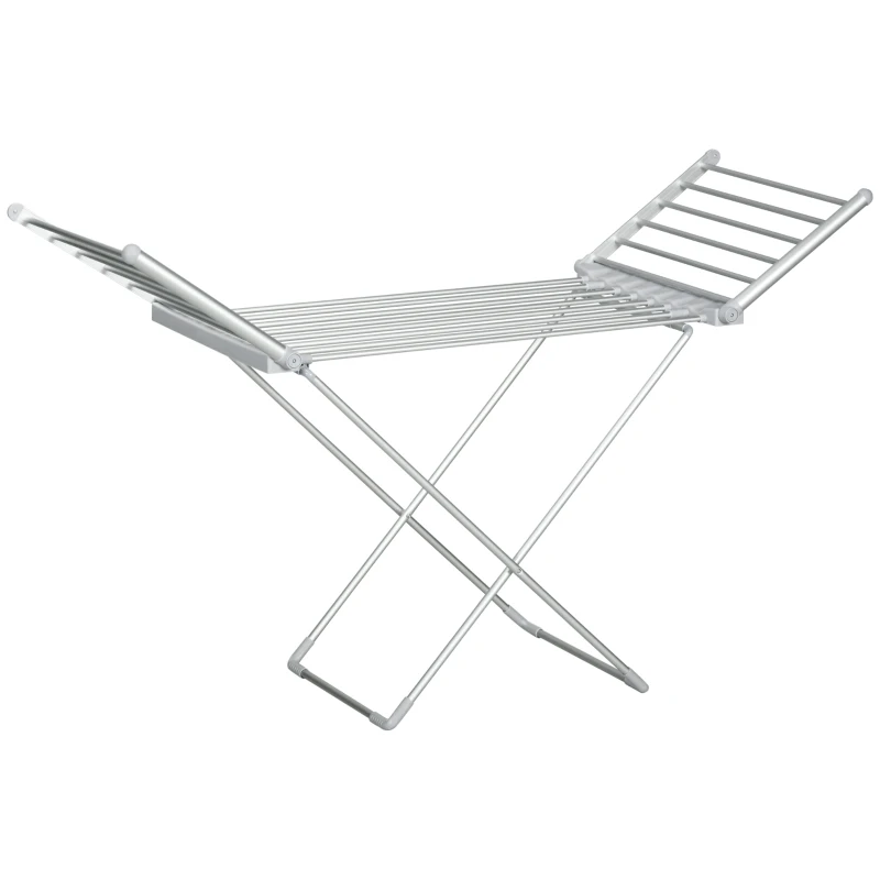 HOMCOM Secador de ropa eléctrico con 2 alas laterales extensibles marco de aleación de aluminio 144x53x91 cm