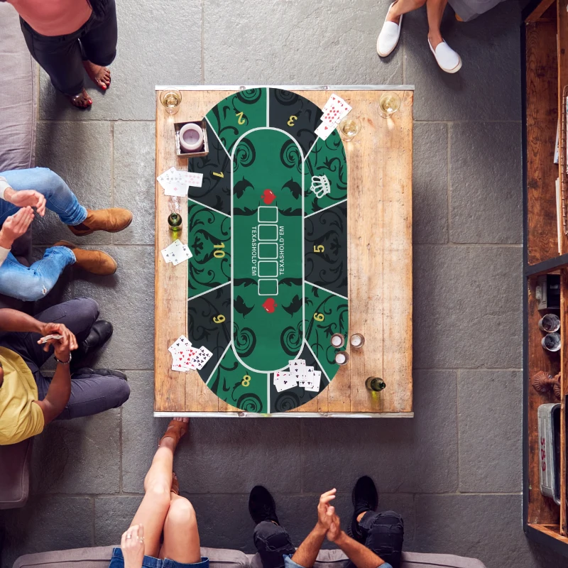 SPORTNOW Tappetino per Tavolo da Poker fino a 10 Giocatori, Borsa per il Trasporto Inclusa, 180 x 90 x 0,5 cm, Verde e Nero