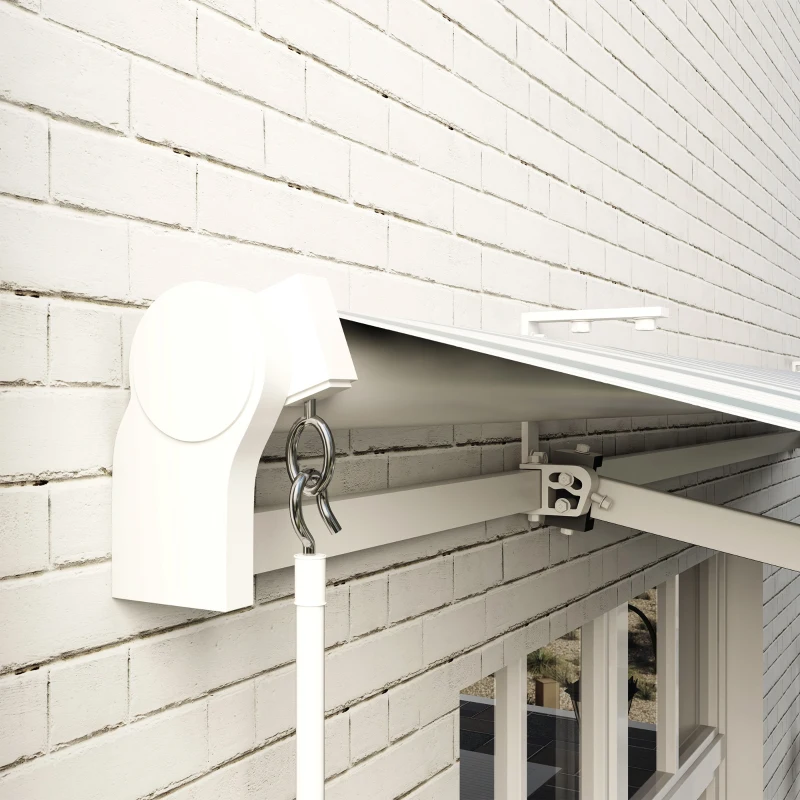 Outsunny Toldo de Brazo Enrollable con Manivela en Metal y Aluminio, 4x2,5 m, Verde y Blanco