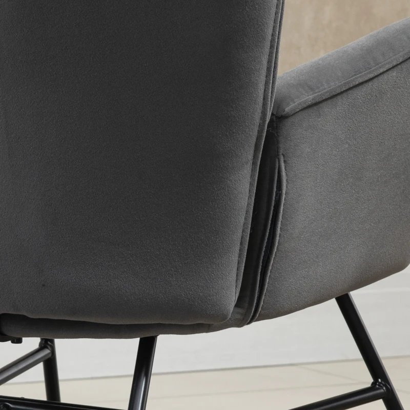 HOMCOM Sedia a Dondolo con Trapuntatura, Base in Legno, Velluto, fino a 150 kg, Grigio Scuro