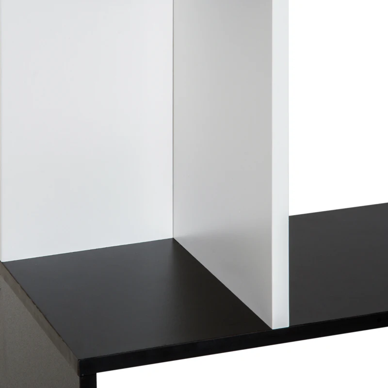 HOMCOM Libreria Scaffale Mobile da Rangement di Design Contemporaneo a Forma di S 4 mensole 60L x 24l x 148H cm Nero Bianco