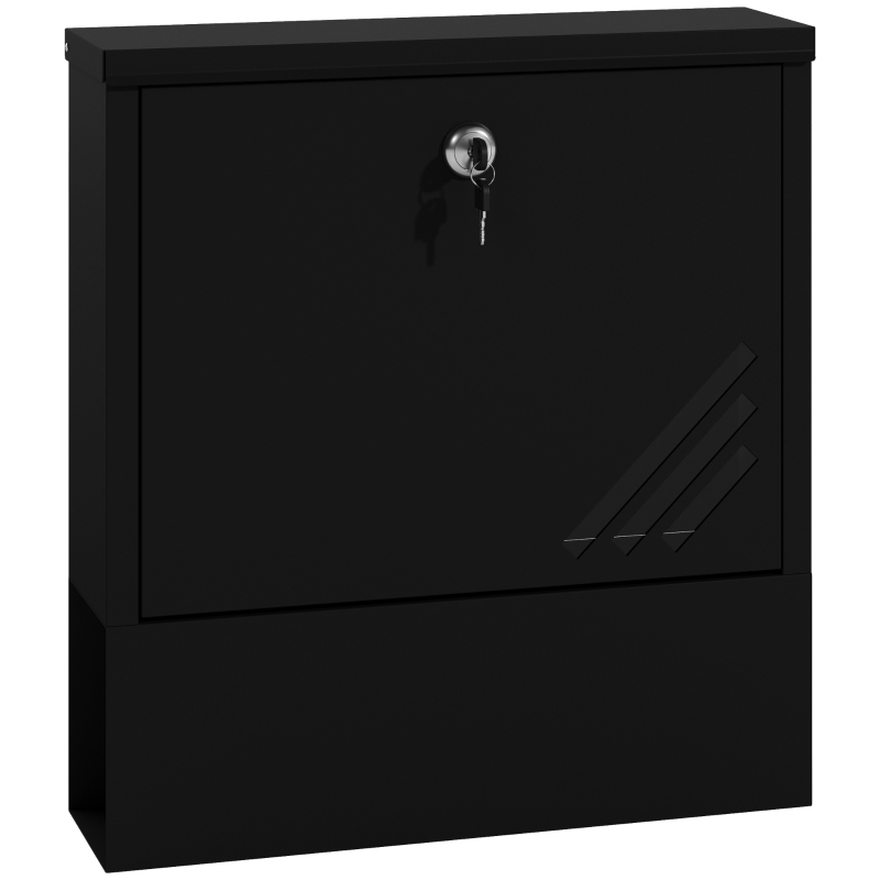 HOMCOM Cutie Poștală de Perete cu Fereastră, Încuietoare și 2 Chei, 30x8,5x32,5 cm, Gri Cărbune