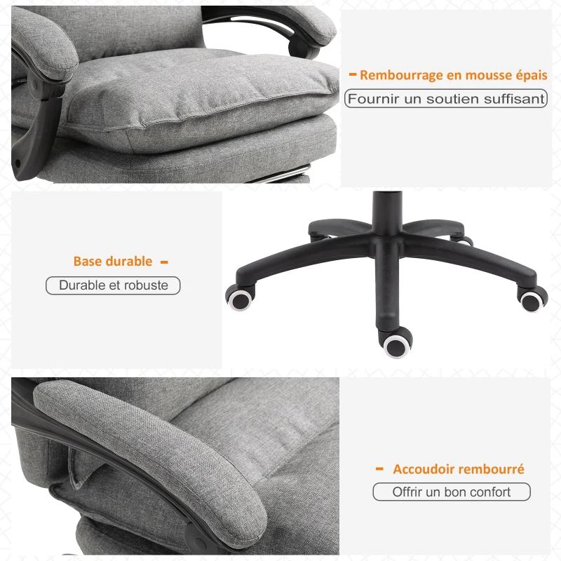 Vinsetto Silla de Oficina con Masaje Silla Ergonómica con Altura Ajustable Respaldo Reclinable Reposapiés Integrado y Control Remoto