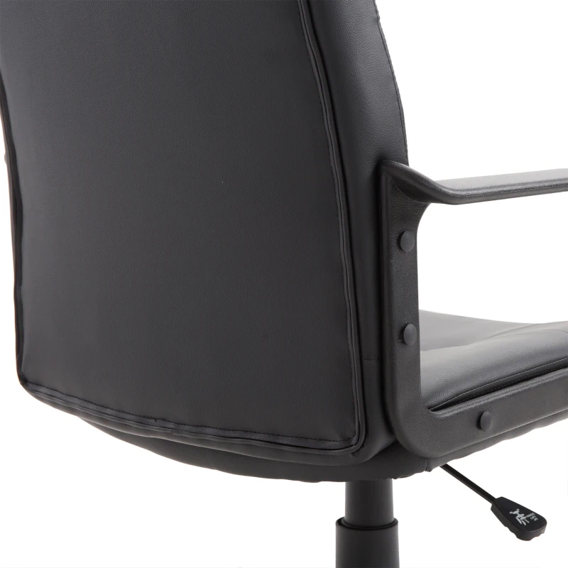 Vinsetto Chaise de Bureau Ergonomique et Pivotante, Fauteuil de Bureau avec Hauteur Réglable en Similicuir 60×60×90-99cm Noir