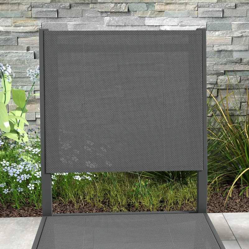 Outsunny Conjunto de 4 sillas de jardín en aluminio con revestimiento de malla textileno para comedor exterior