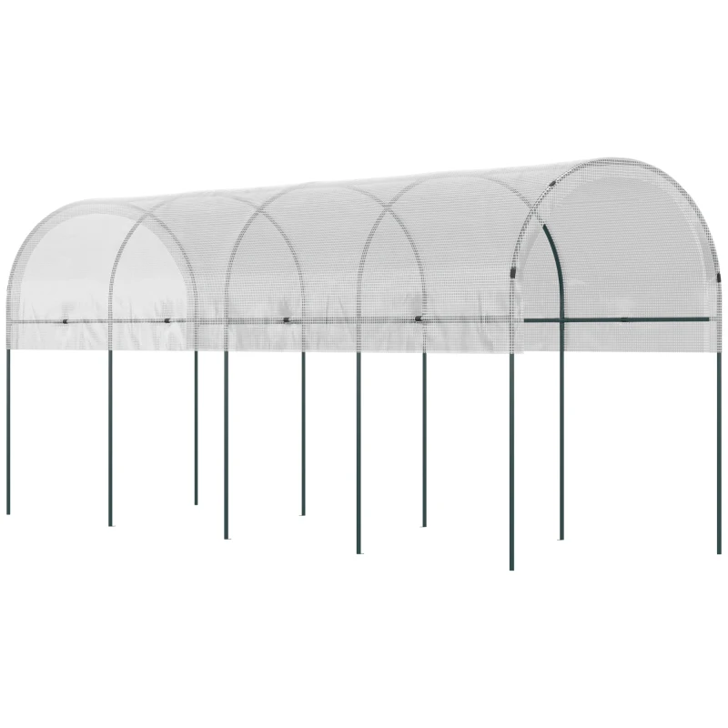 Outsunny Invernadero de jardín invernadero de tomates 4x1,20x1,70 m 5 arcos de acero - cubierta de PE