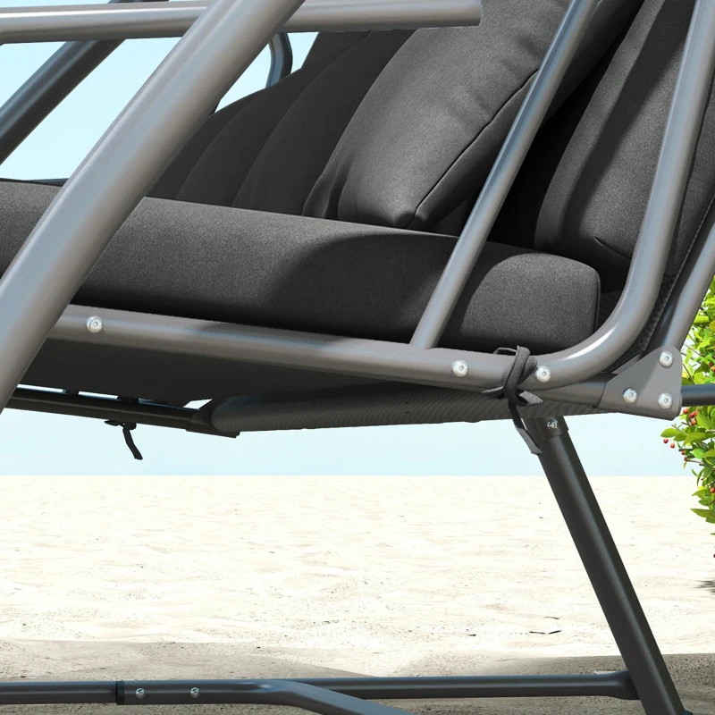 Outsunny Cojín de asiento y respaldo para jardín 170x100x8cm Gris oscuro