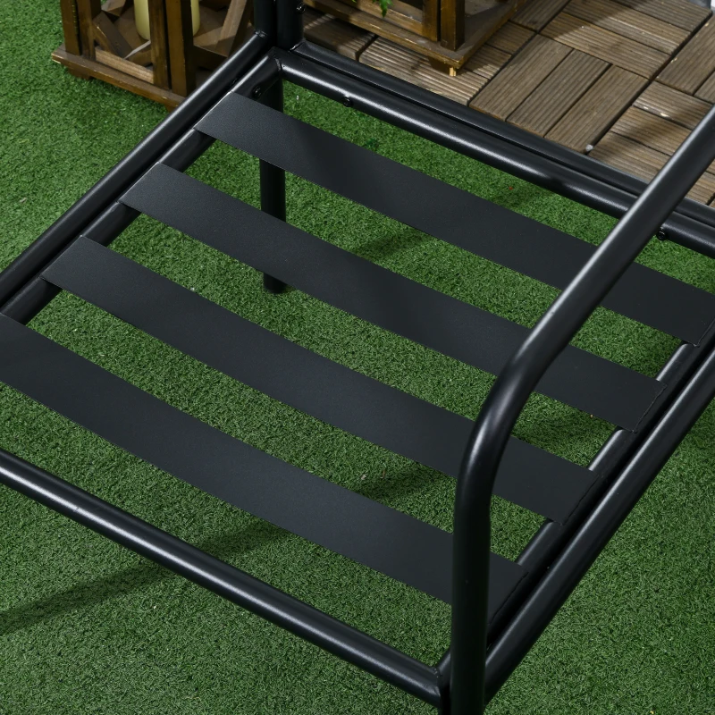 Outsunny Conjunto de sala de jardín 3 piezas 2 personas con 2 sillones y 1 mesa de centro redonda, metal, Negro y Beige