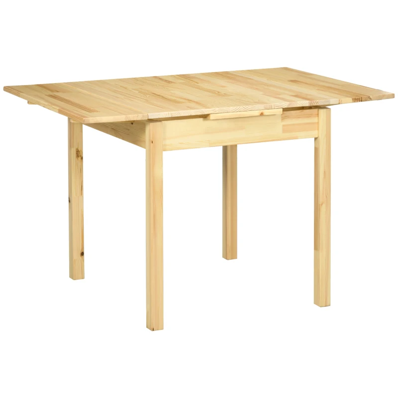 HOMCOM Tavolo da pranzo in legno massello, pieghevole ed espandibile, Legno