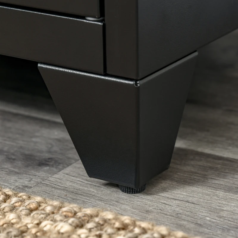 HOMCOM Table de nuit, table d'appoint avec étagère réglable, porte, table de chevet pour chambre à coucher, salon, métal, noir, 50 x 40 x 47,5 cm