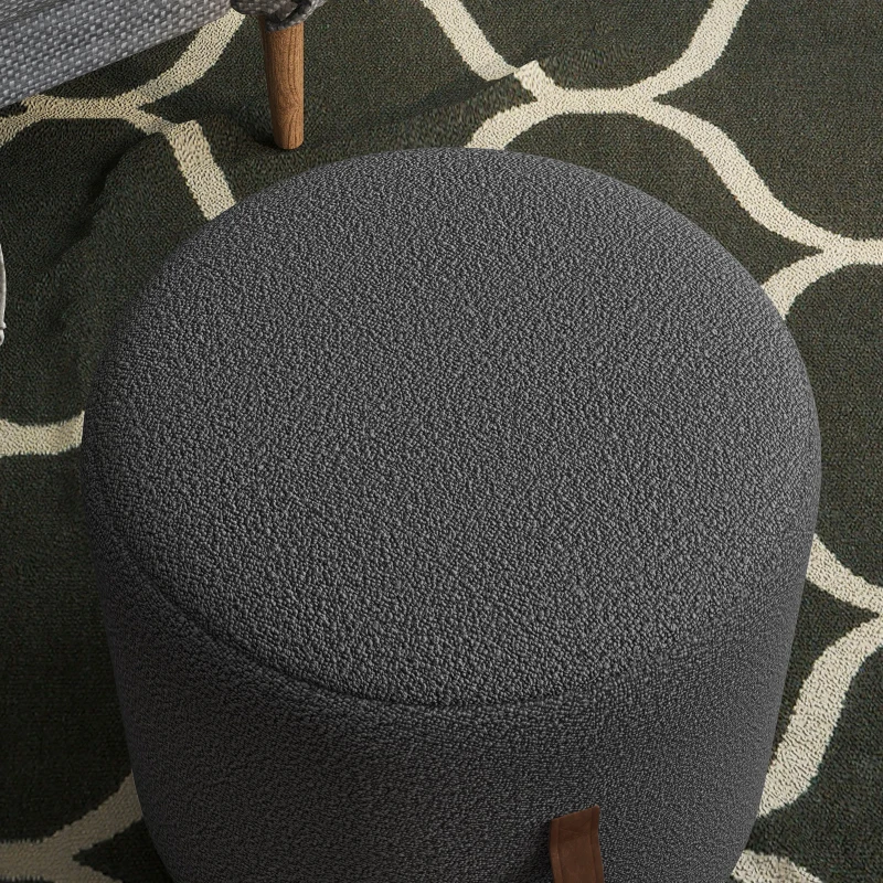 HOMCOM Tabouret, Repose-pieds au design moderne, Gris foncé + Marron