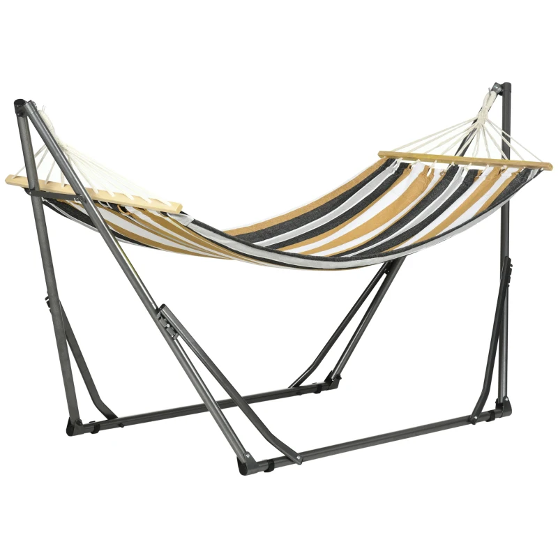 Outsunny Amaca da Giardino Pieghevole con Supporto ad Arco, Carico max. 120 Kg, in Metallo Epossidico, Grigio