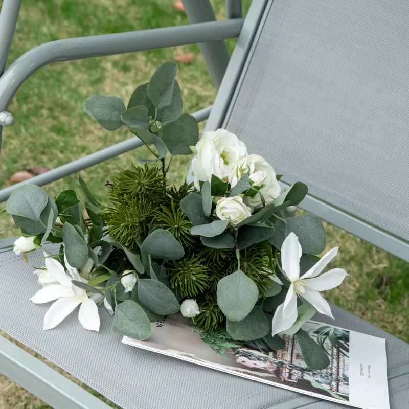 Outsunny Dondolo da Giardino a 3 Posti con Tetto in Metallo, 170 x 110 x 153 cm, Grigio e Argento