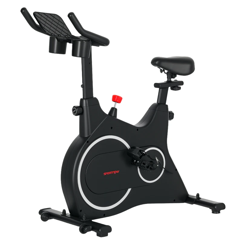 SPORTNOW Bicicleta Estática para Casa, Bicicleta de Fitness con Monitor LCD, Soporte para Tableta, Portabotellas, Asiento Cómodo