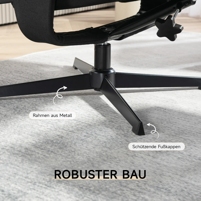 HOMCOM Sillón Reclinable con Reposapiés giratorio Función de Balanceo Tacto de Terciopelo hasta 150 kg Negro