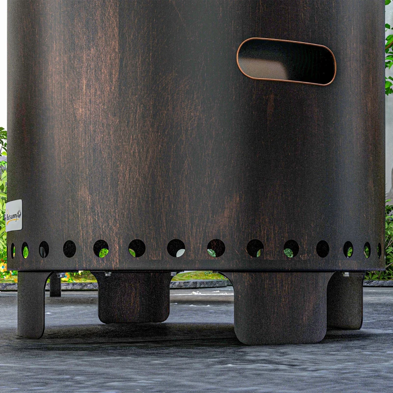 Outsunny Braciere da Giardino, Stufa Senza Fumo in Metallo e Acciaio Inossidabile, Resistente alle Intemperie, 45 x 45 x 42 cm, Nero e Bronzo