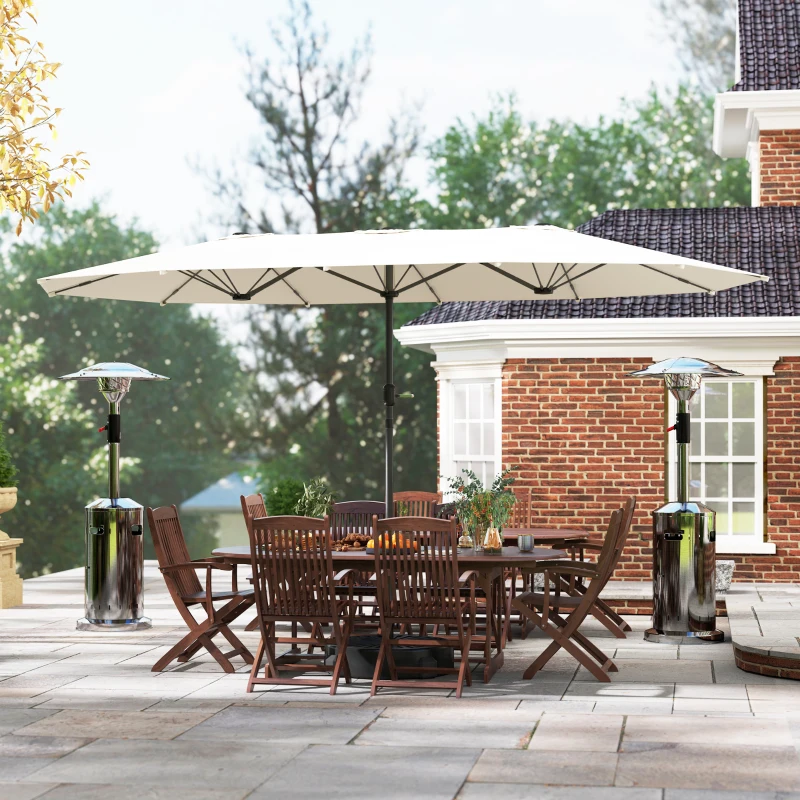 Outsunny Parasol Double Face 436 x 260 cm, Protection UV, Parasol en Acier avec Manivelle, Beige